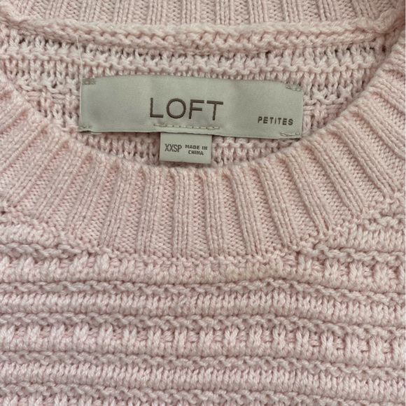 Loft Petite Crochet textured sweater crystal pink  XXSP - Picture 5 of 8